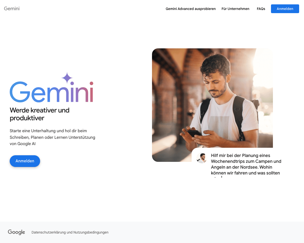 Screenshot of Google Gemini Website