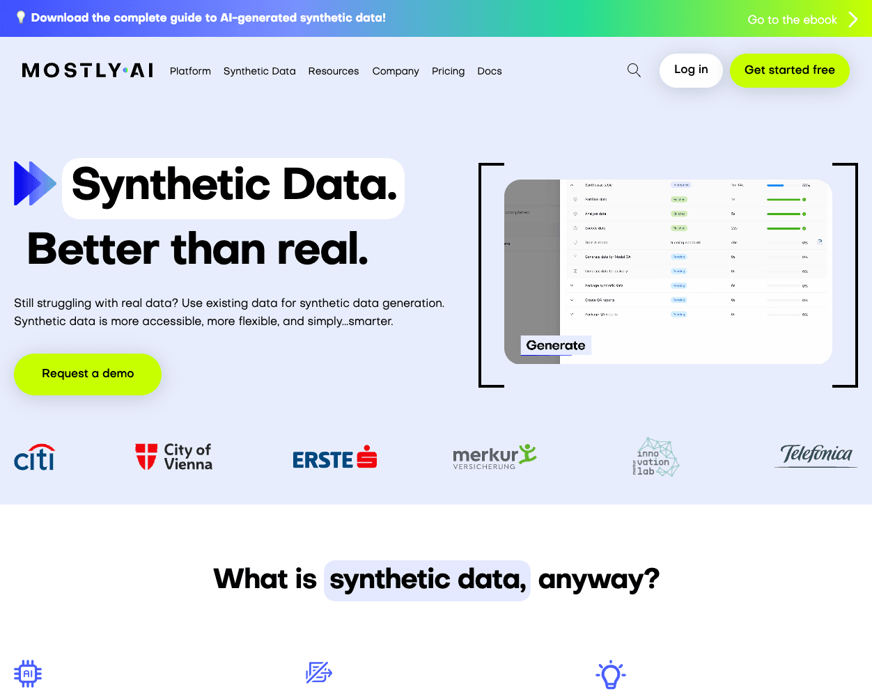 Screenshot of MostlyAI Website