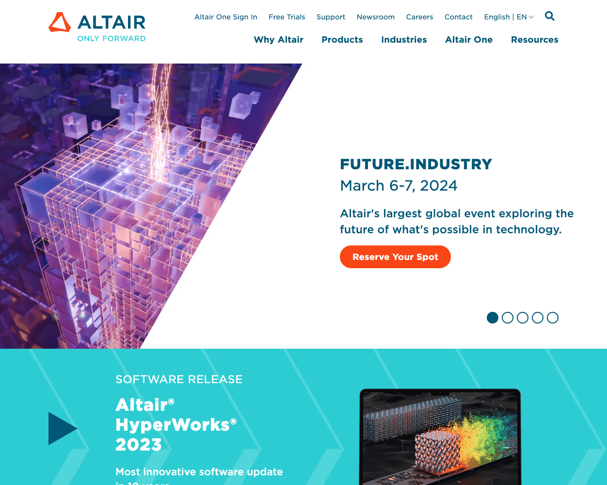 Screenshot of Altair Website