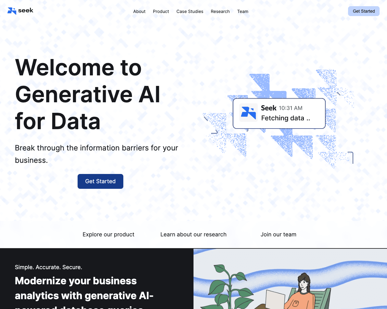 Screenshot of Seek AI Website