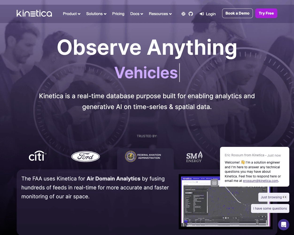 Screenshot of Kinetica Website