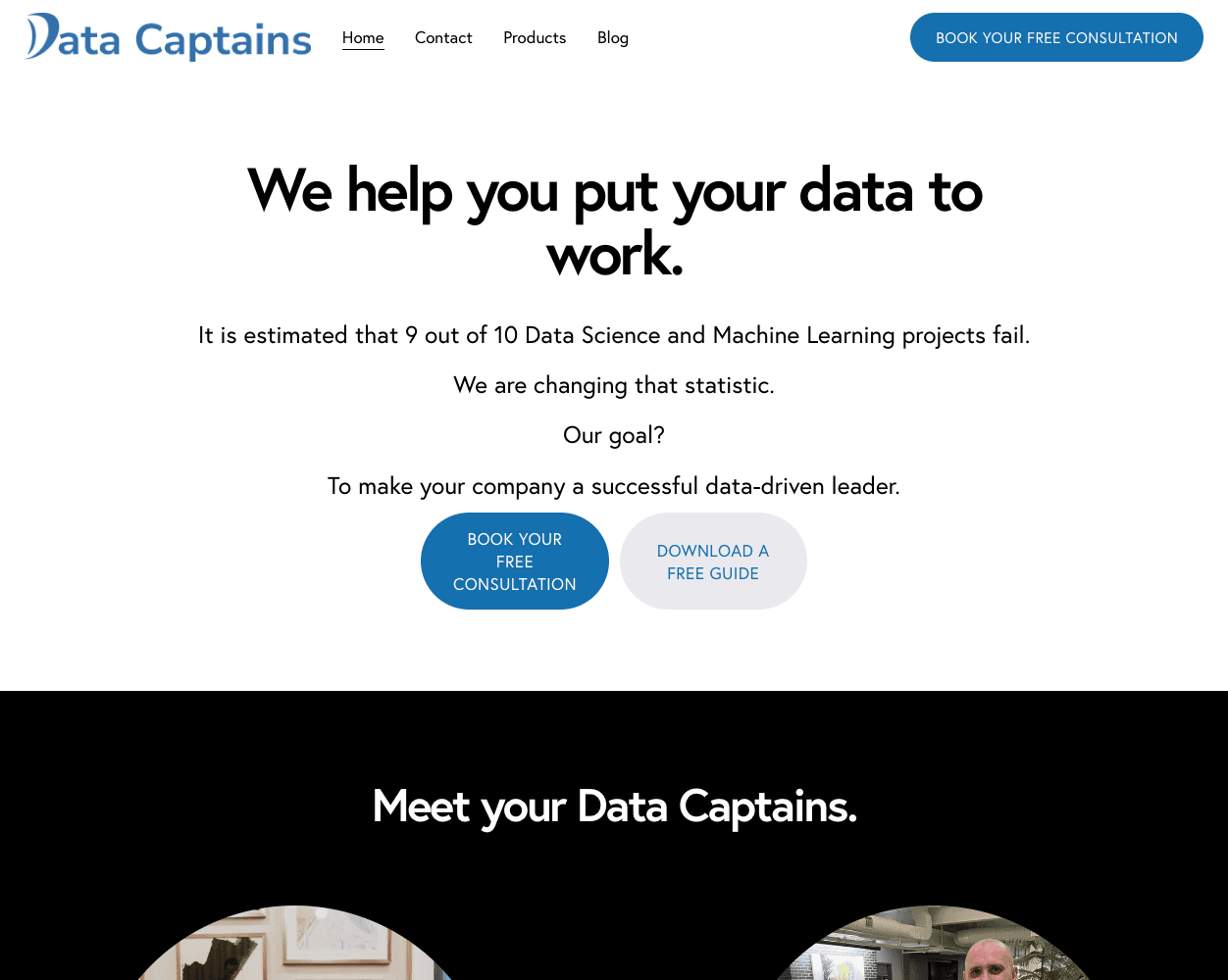 Screenshot of DataCaptains Website