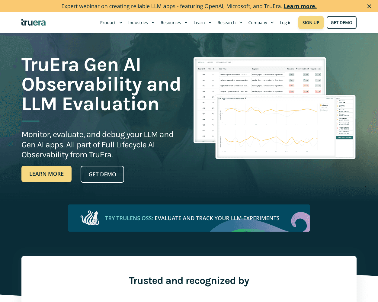 Screenshot of Truera Website