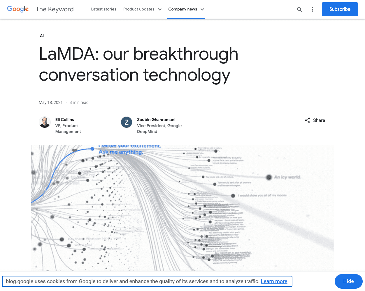 Screenshot of Google Research LaMDA Website