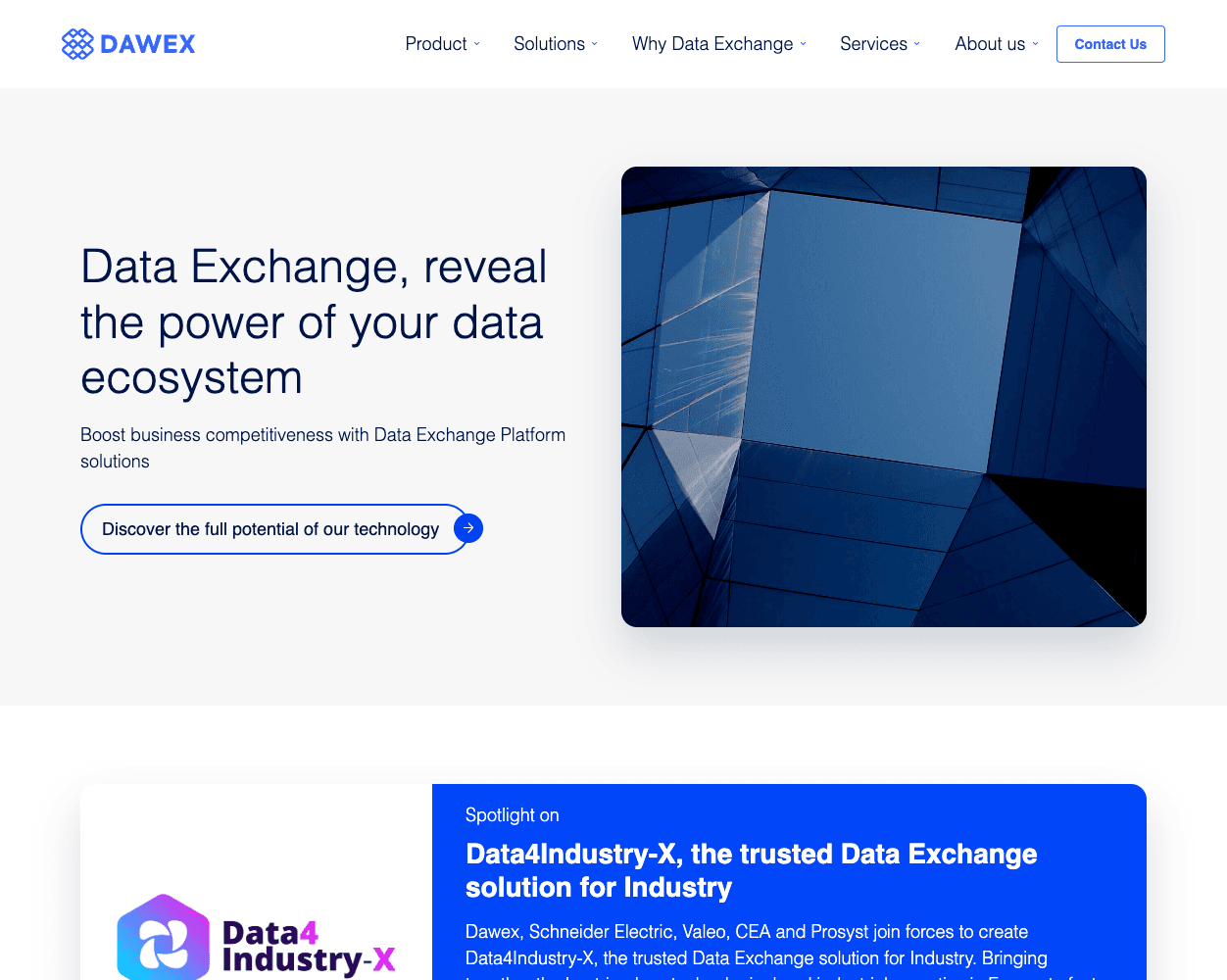 Screenshot of Dawex Website