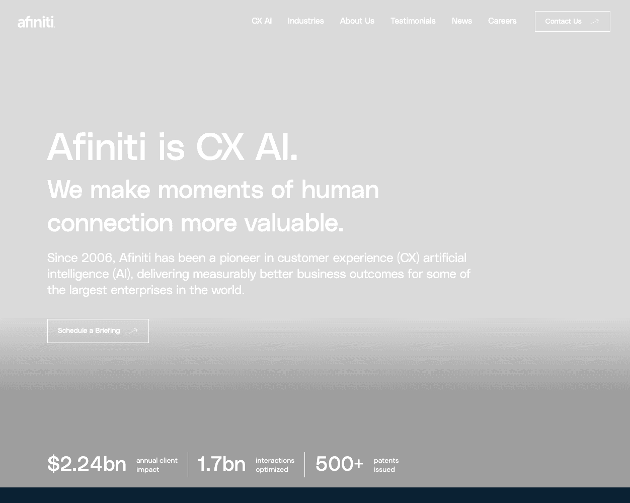 Screenshot of Afiniti Website