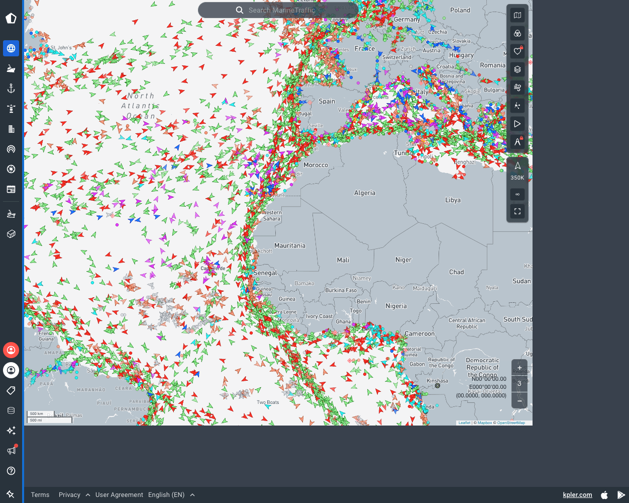 Screenshot of MarineTraffic Website