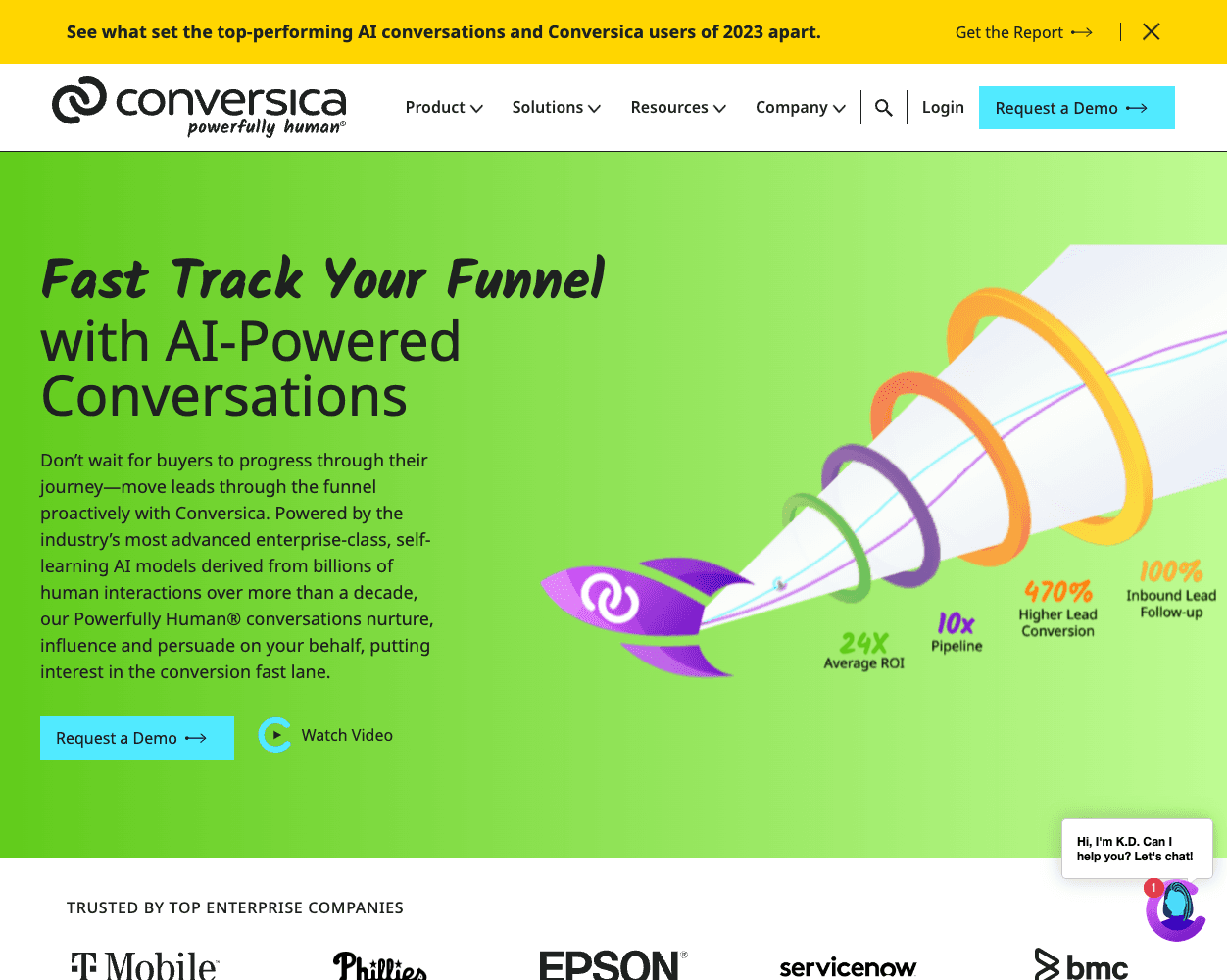 Screenshot of Conversica Website