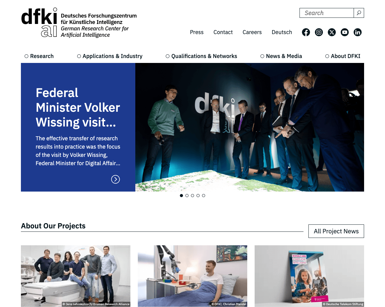 Screenshot of DFKI Website