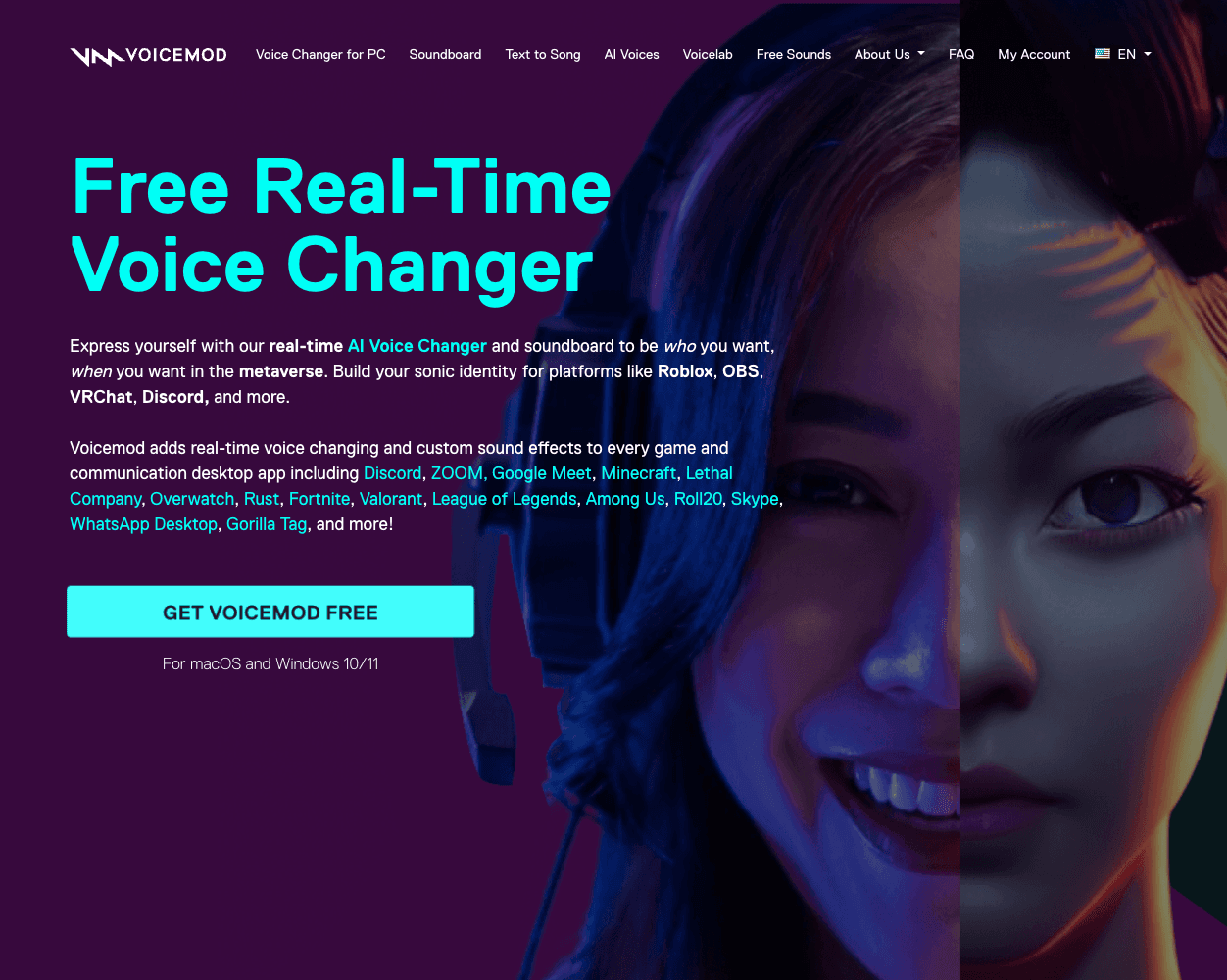 Screenshot of Voicemod Website