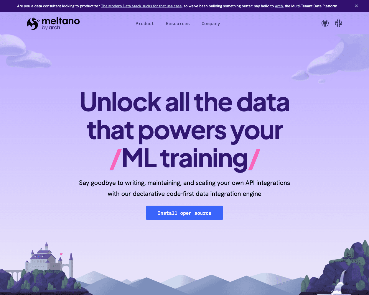 Screenshot of Meltano Website