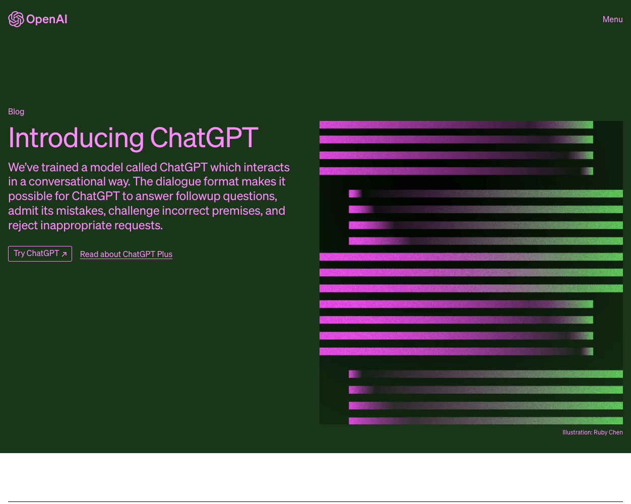 Screenshot of OpenAI ChatGPT Website