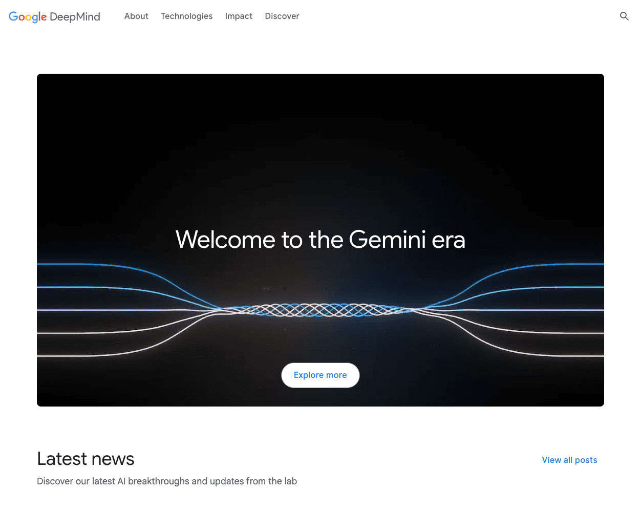 Screenshot of DeepMind Website