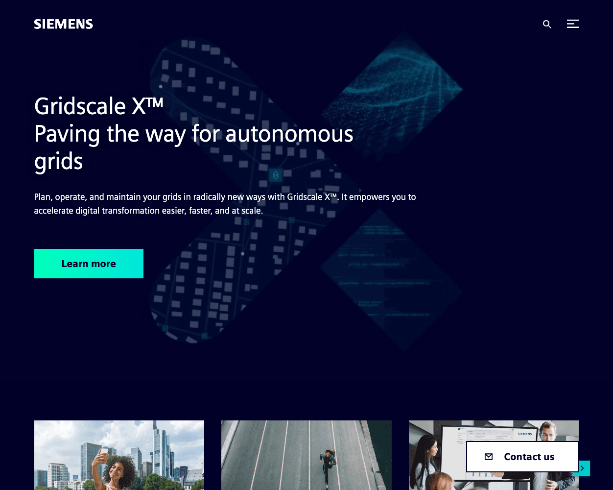 Screenshot of Siemens Website