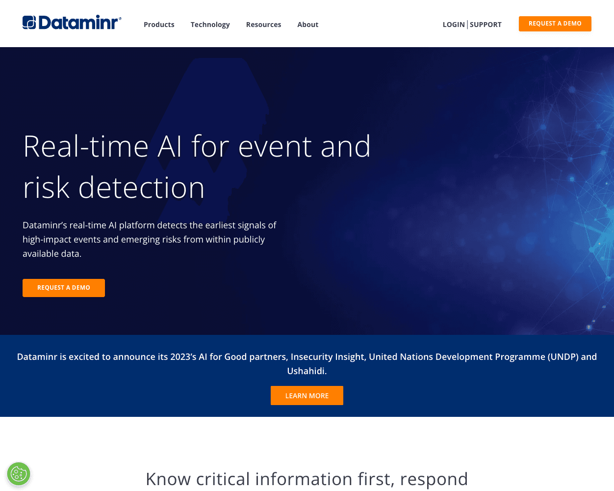 Screenshot of Dataminr Website