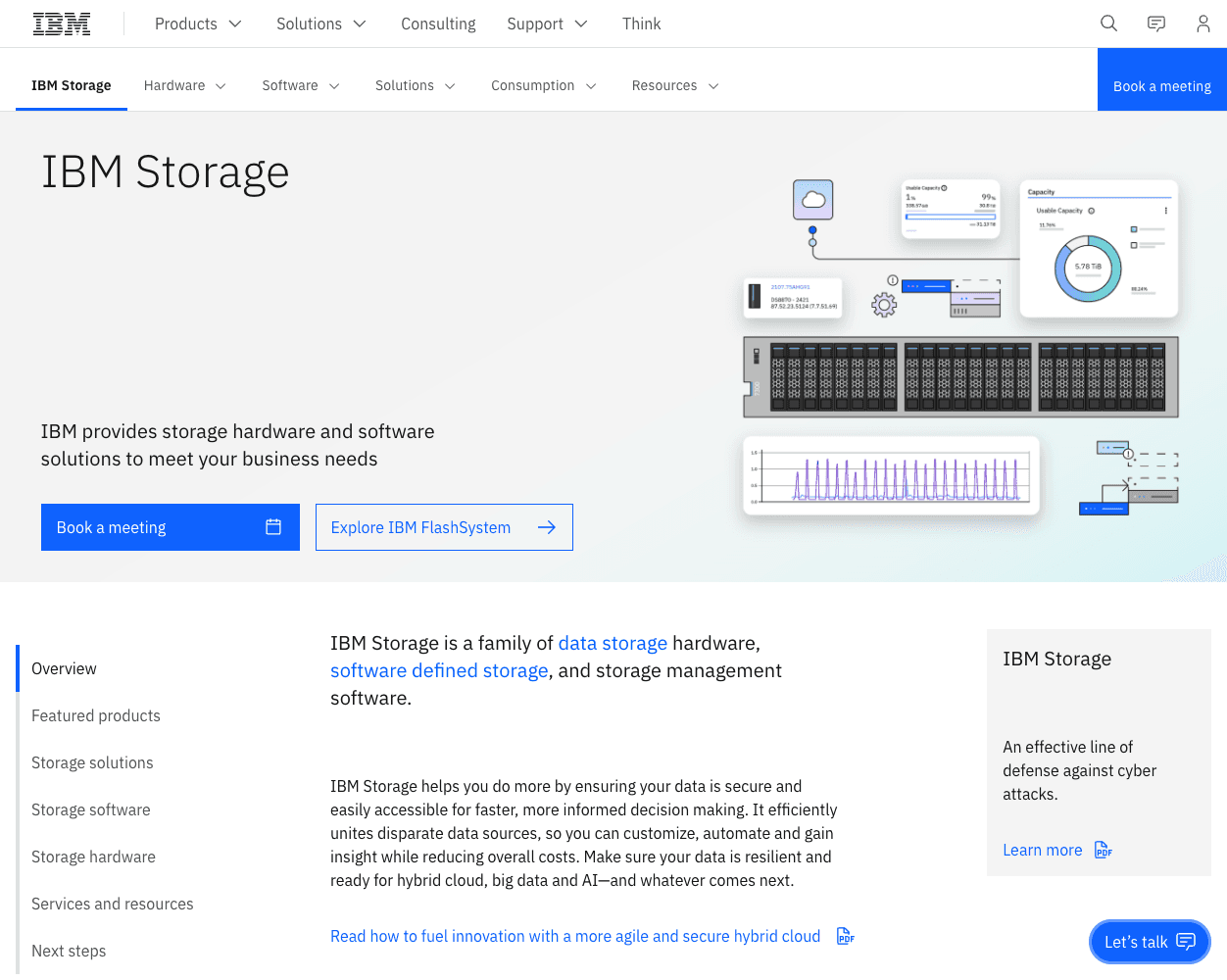 Screenshot of IBM Storage Website