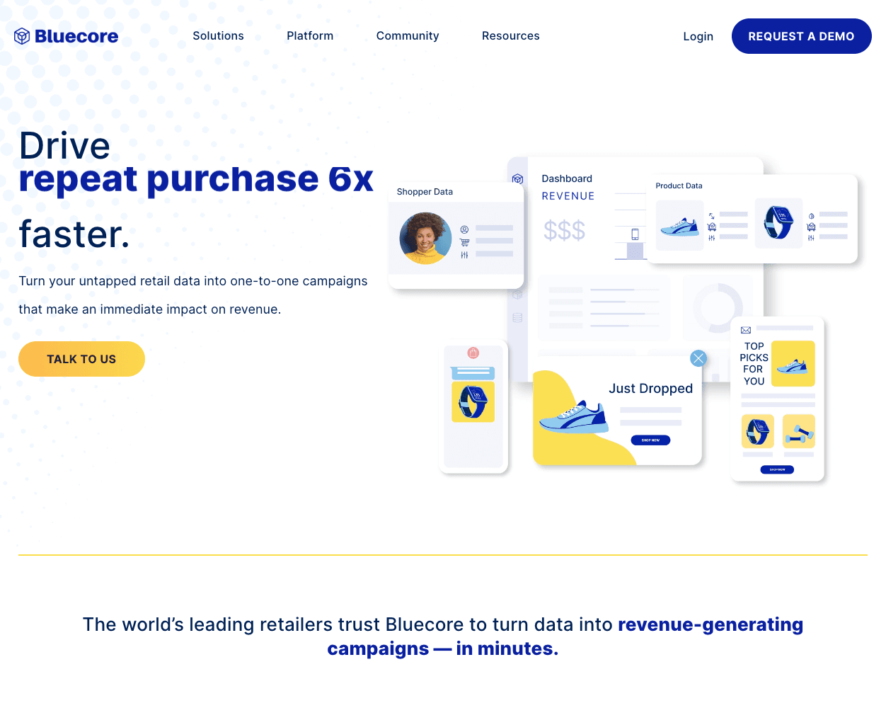 Screenshot of Bluecore Website