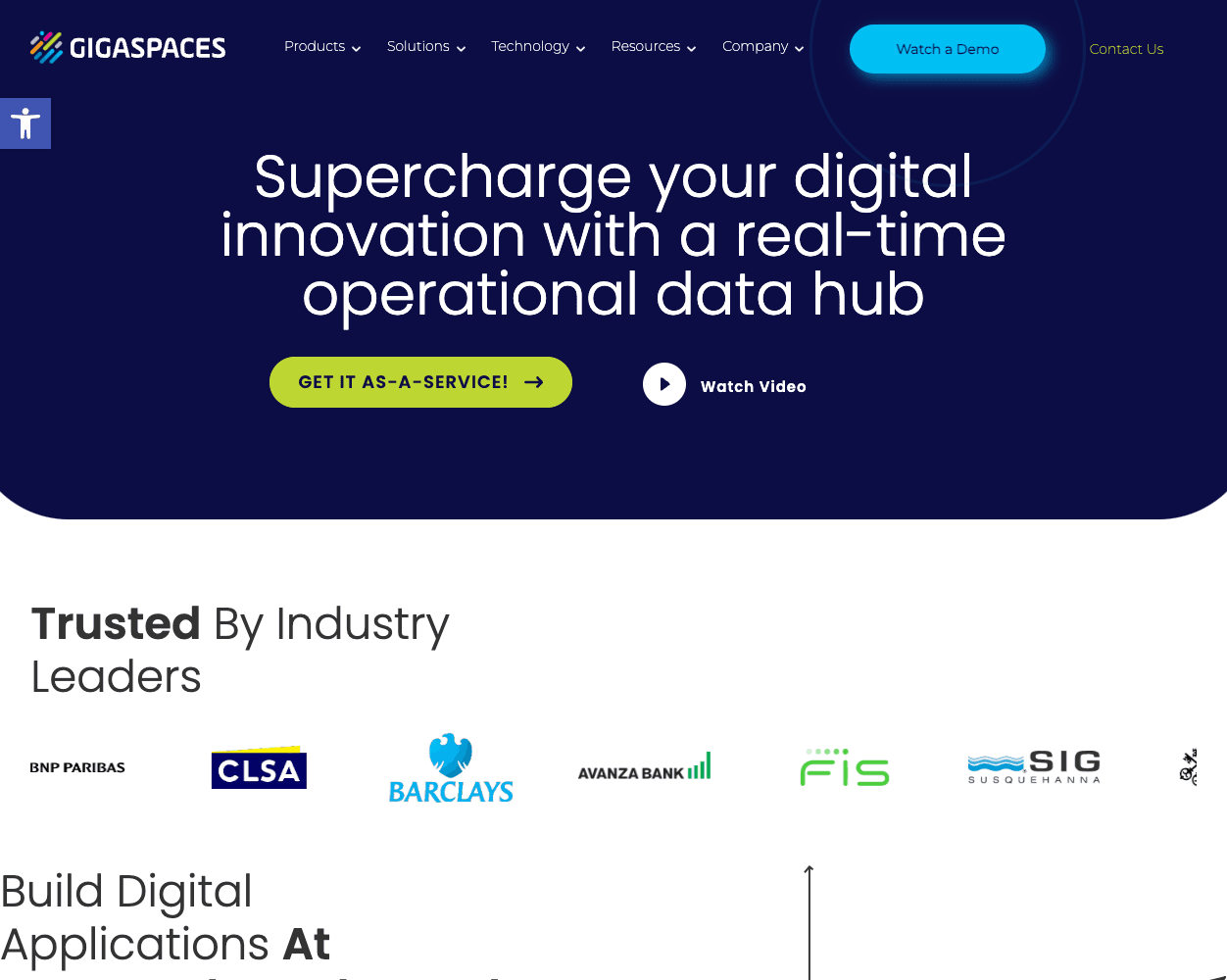 Screenshot of Gigaspaces Website