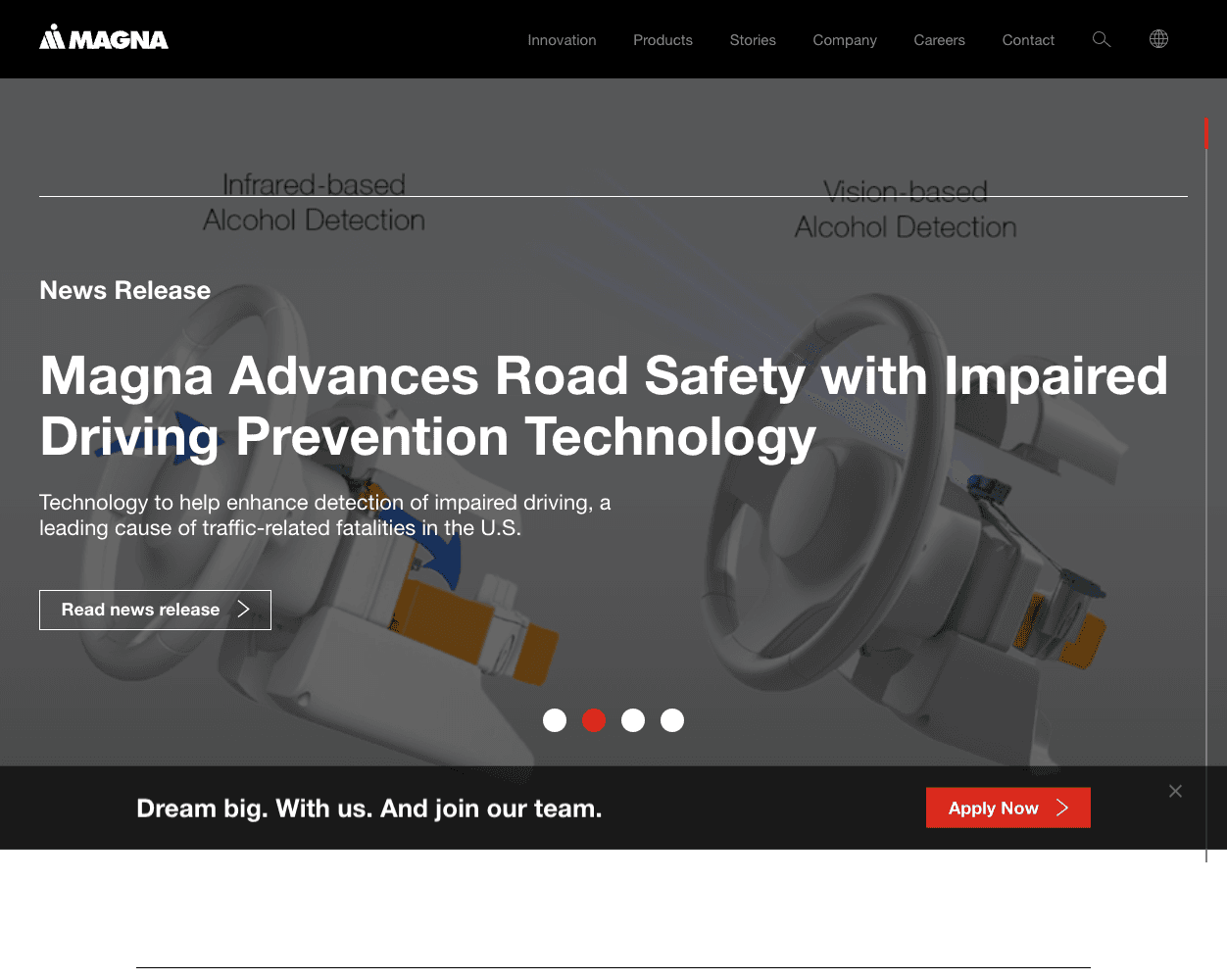 Screenshot of Magna Website