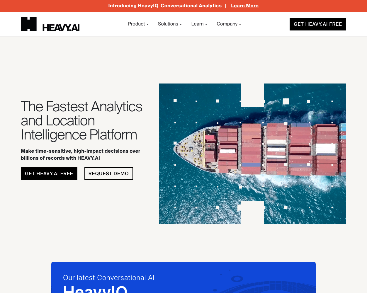 Screenshot of Heavy.ai Website