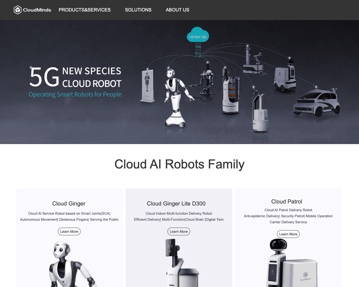 Screenshot of CloudMinds Website