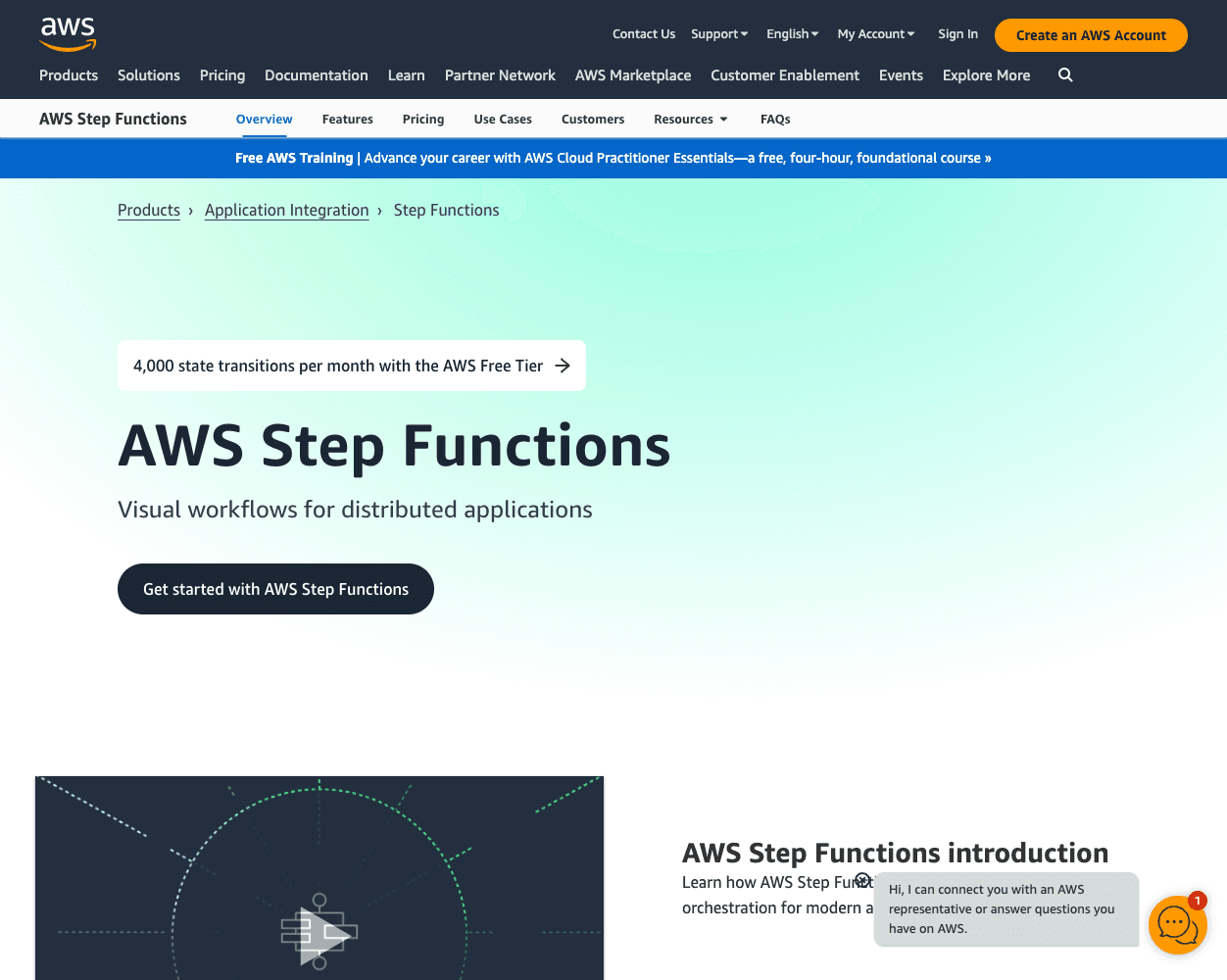 Screenshot of AWS Step Functions Website