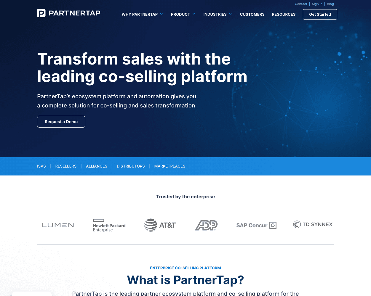 Screenshot of Partnertap Website