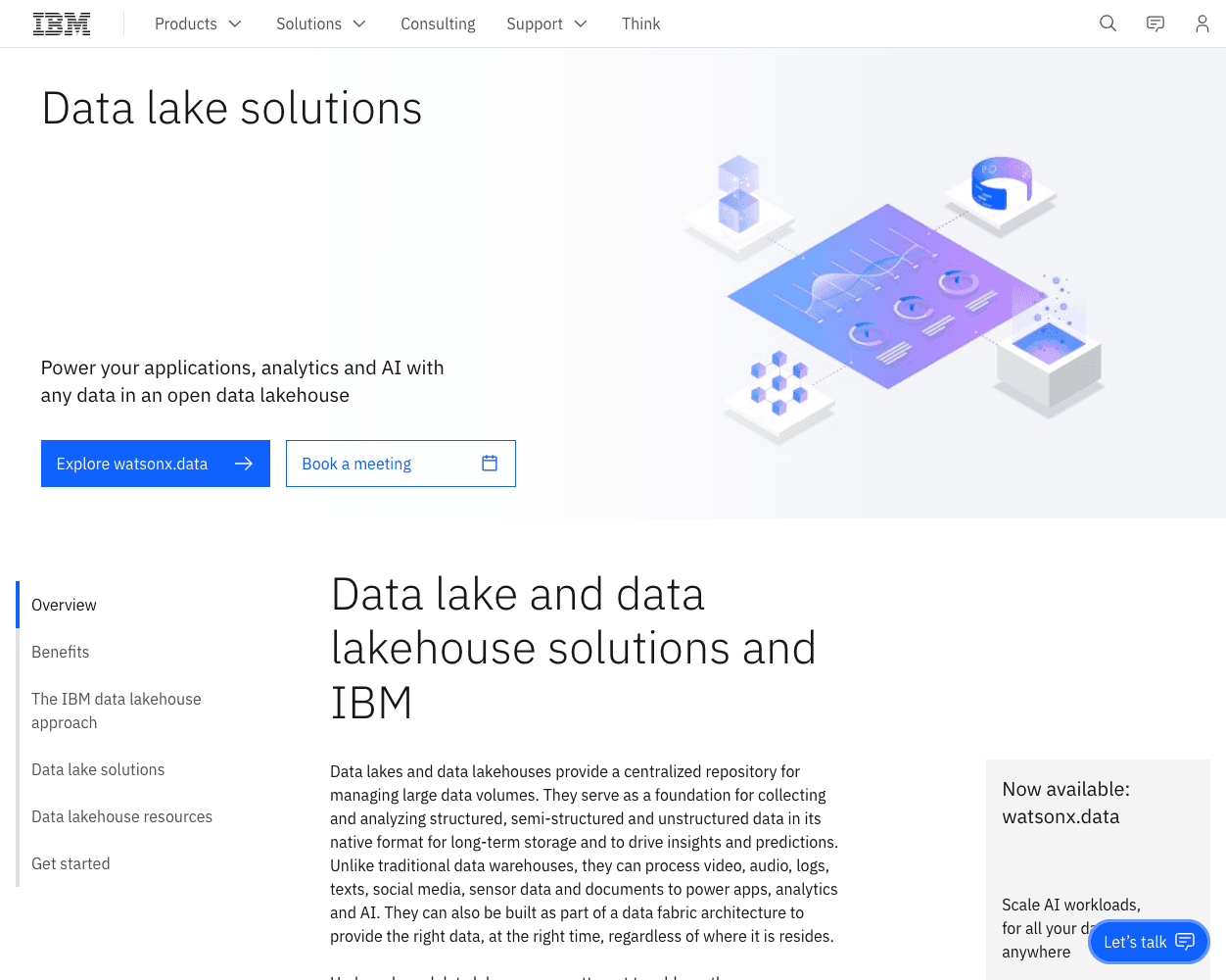 Screenshot of IBM Data Lake Website