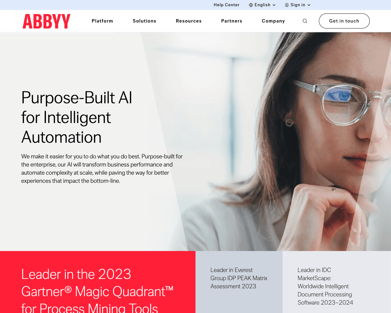 Screenshot of Abbyy Website