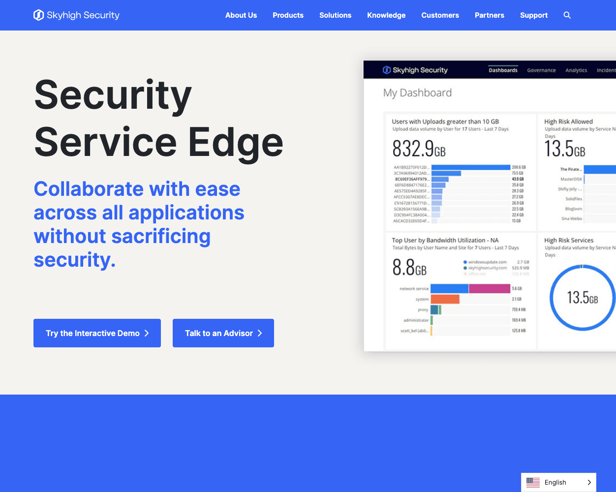 Screenshot of Skyhigh Security Website