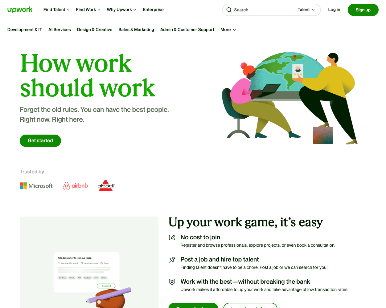 Screenshot of Upwork Website