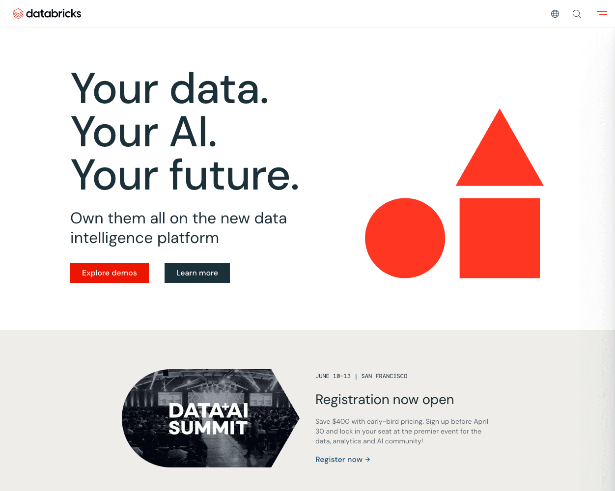 Screenshot of Databricks Website