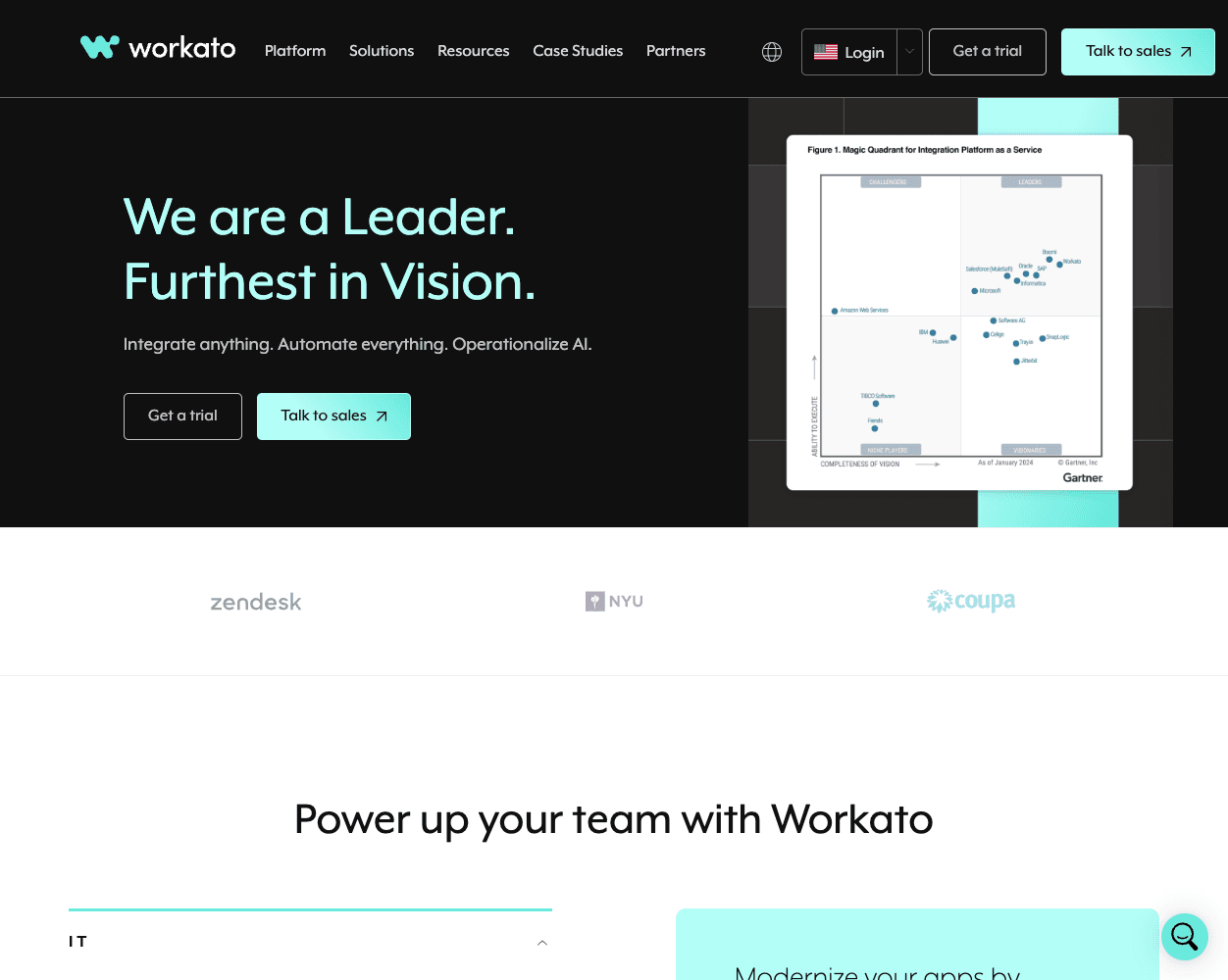 Screenshot of Workato Website