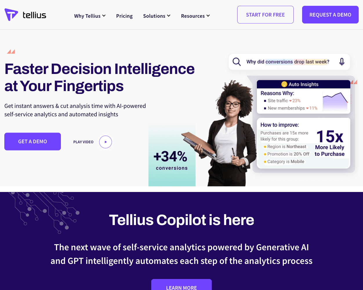 Screenshot of Tellius Website