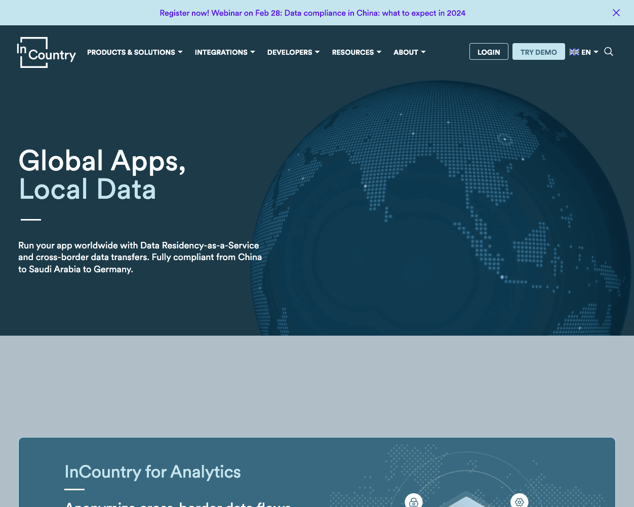 Screenshot of In Country Website