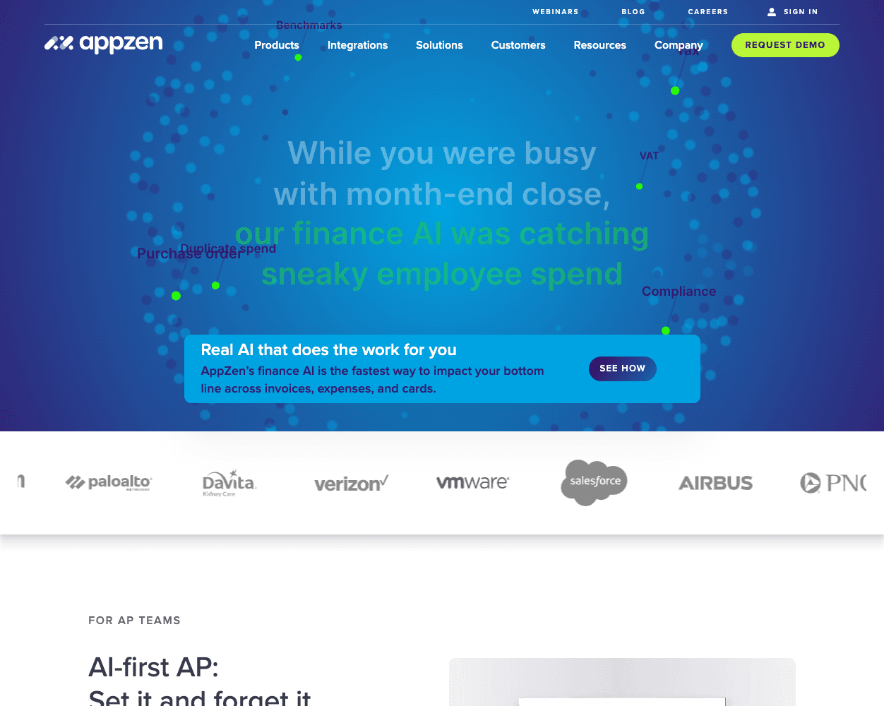 Screenshot of Appzen Website