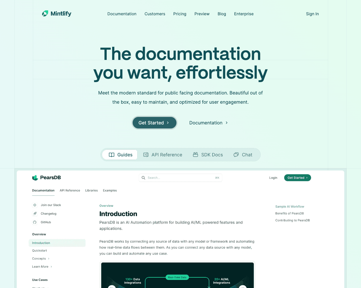 Screenshot of Mintlify Website