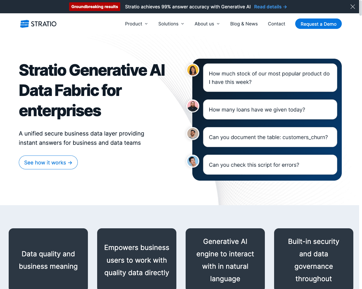 Screenshot of Stratio Website