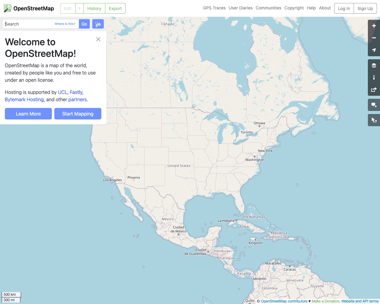 Screenshot of OpenStreetMap Website