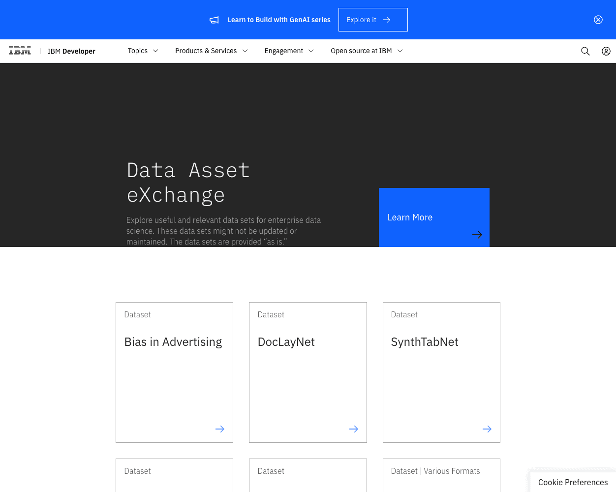 Screenshot of IBM Asset eXchange Website