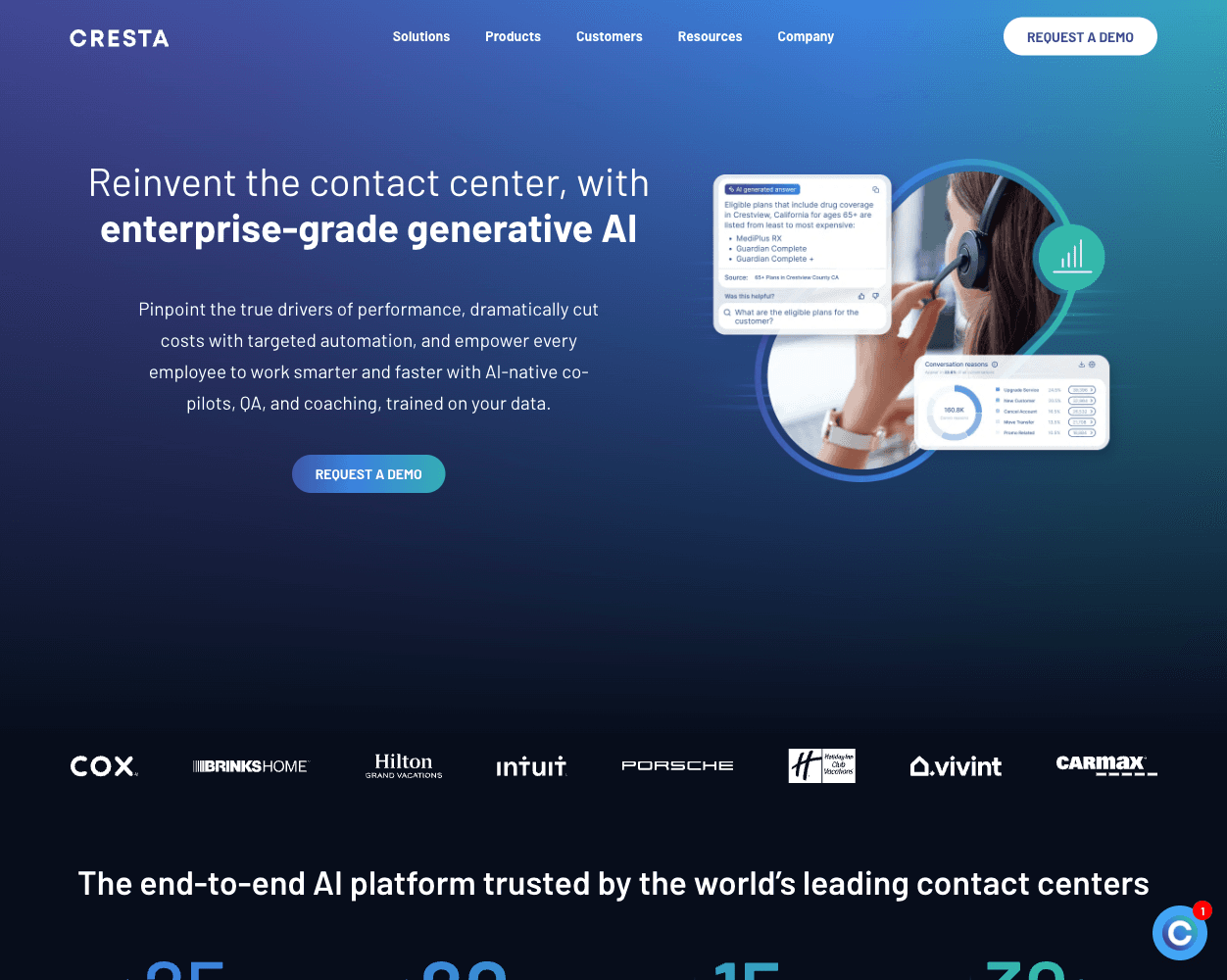 Screenshot of Cresta Website