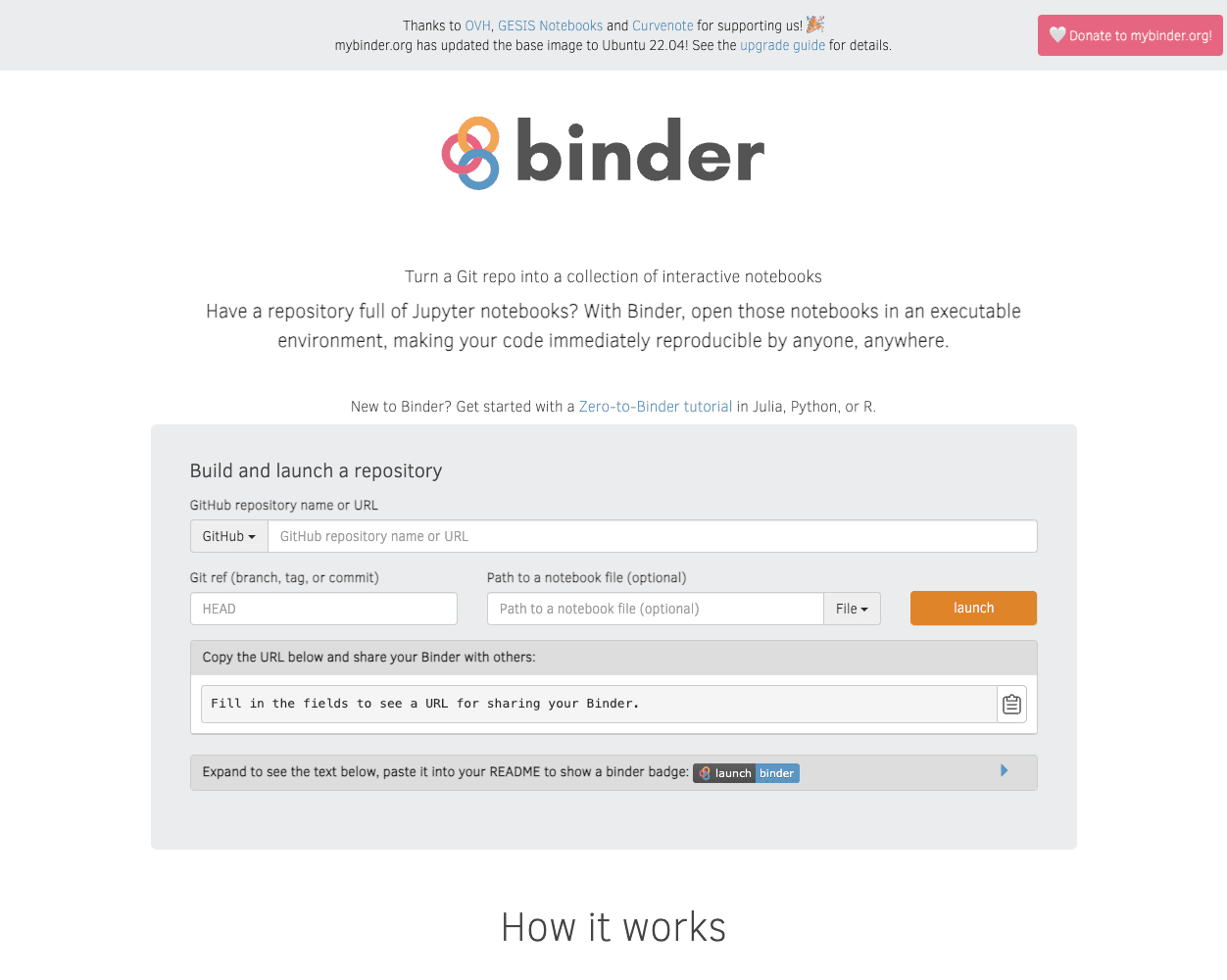 Screenshot of Binder Website