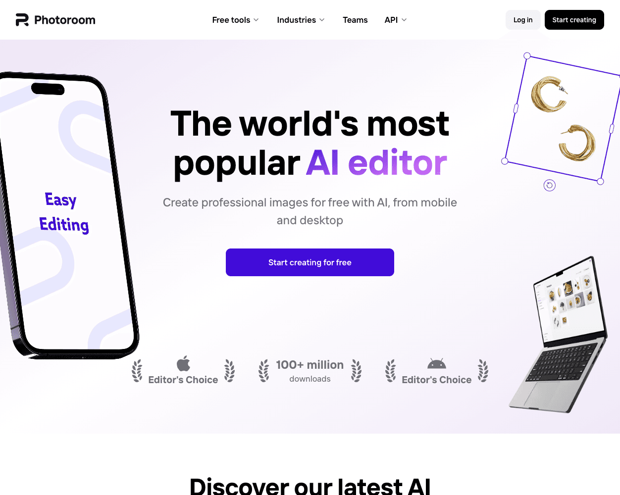 Screenshot of PhotoRoom Website