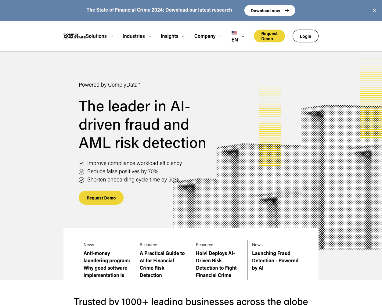 Screenshot of Comply Advantage Website