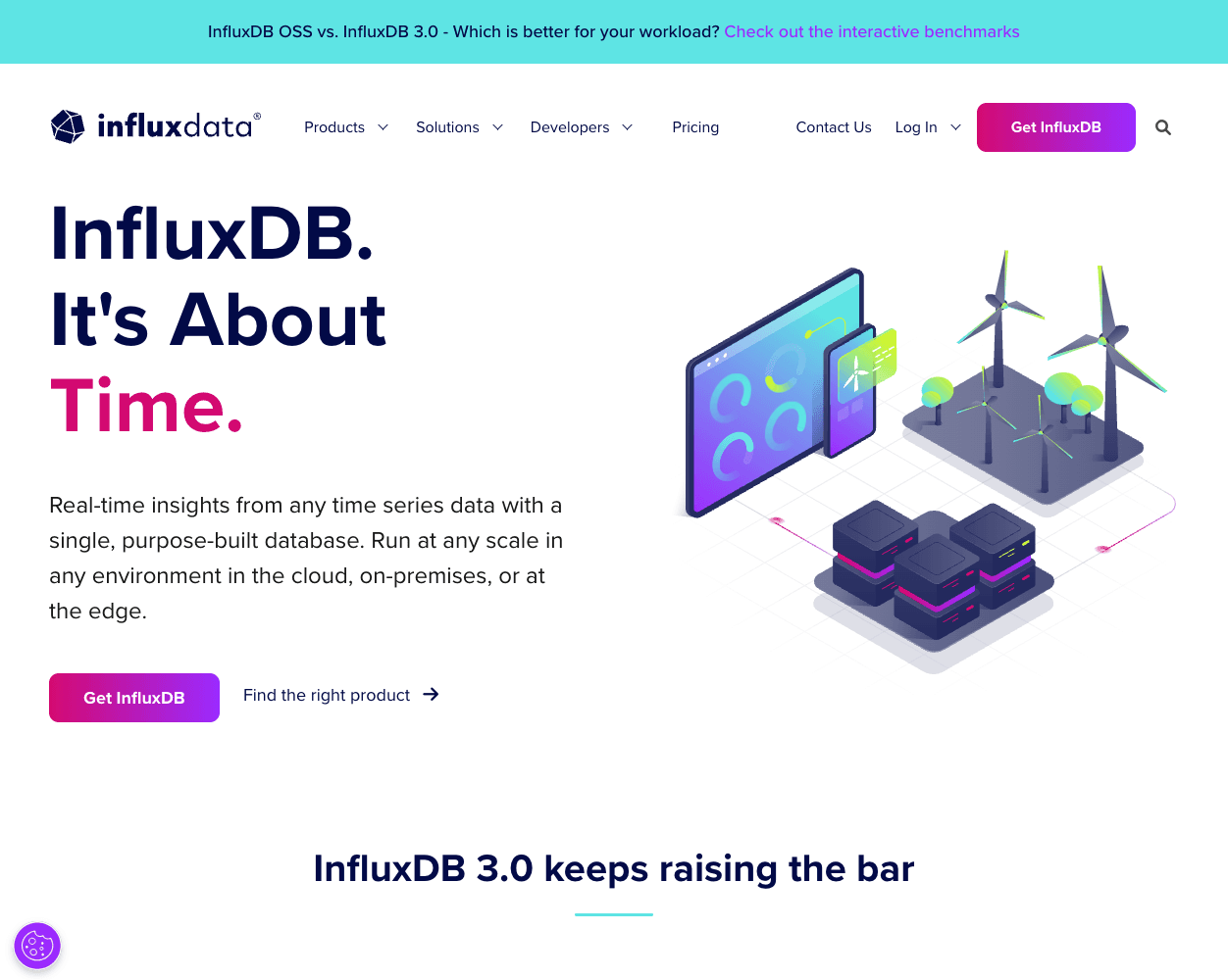 Screenshot of influxData Website