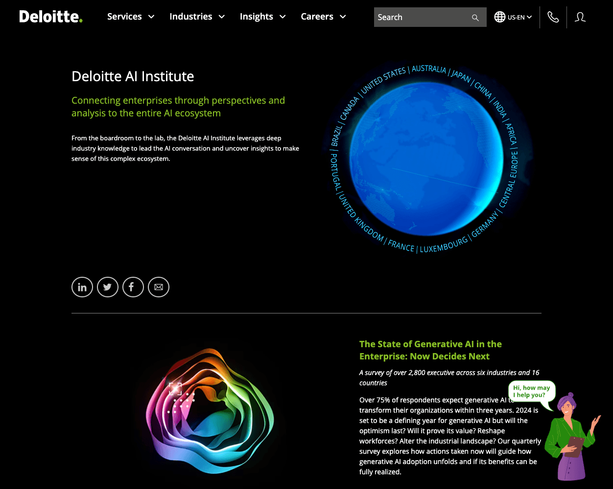 Screenshot of Deloitte AI Institute Website