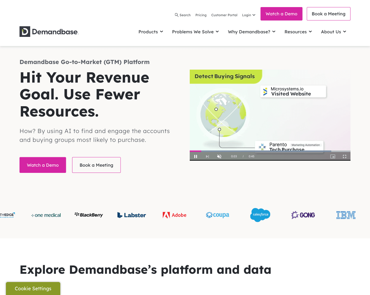 Screenshot of Demandbase Website