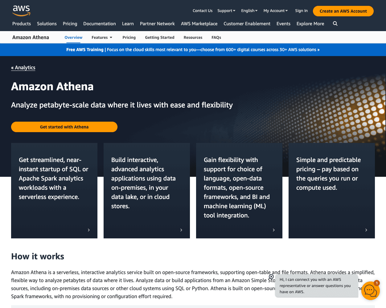 Screenshot of Amazon Athena Website