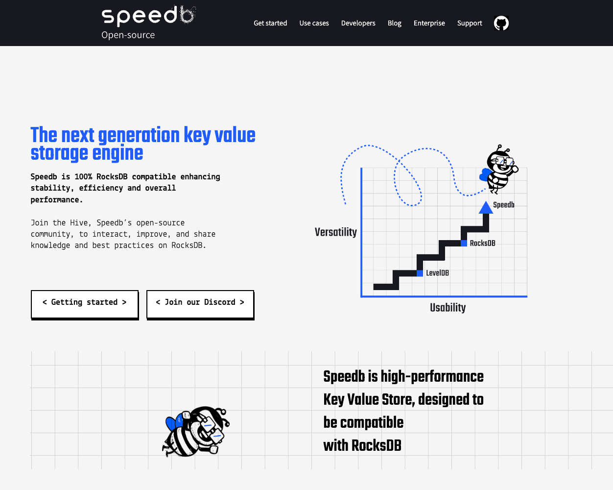 Screenshot of SpeeDB Website