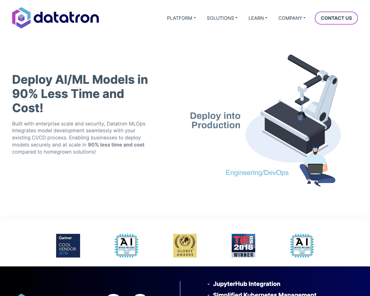 Screenshot of Datatron Website